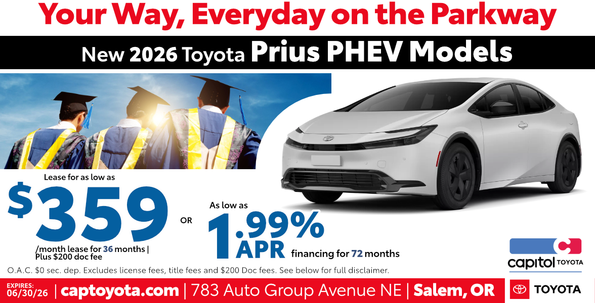 New 2026 Toyota Prius PHEV Models Lease for as low as $359/ month for 36 months