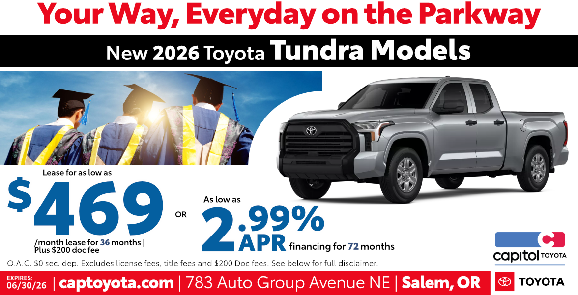 New 2026 Toyota Tundra Models Lease for as low as $469/ month for 36 months