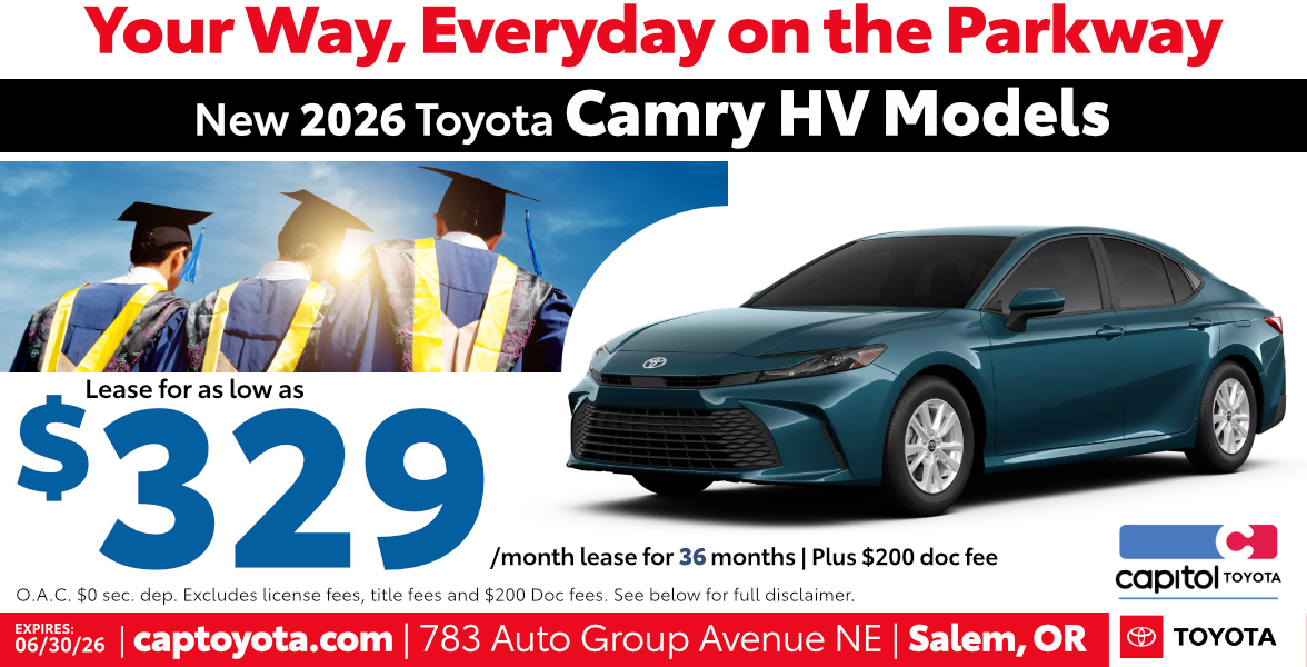 New 2026 Toyota Camry HV Models Lease for as low as $329/ month for 36 months