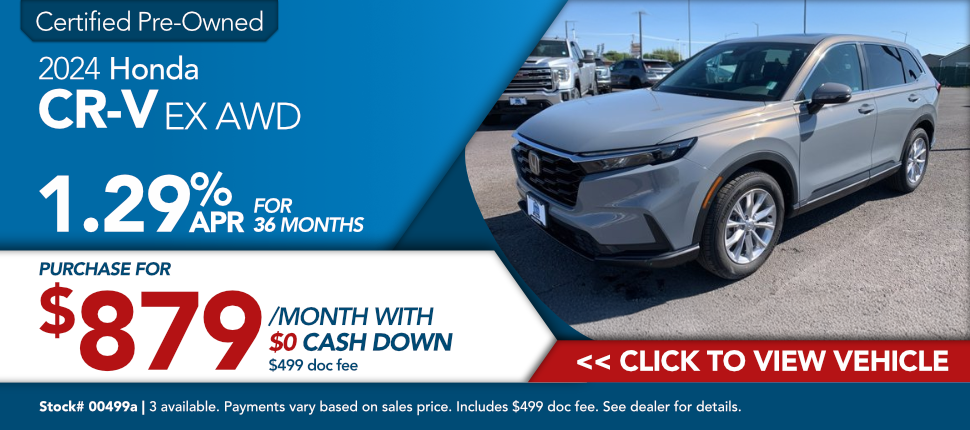 2024 Honda CR-V EX AWD 1.29% for 36 months purchase for $879/ month with $0 cash down