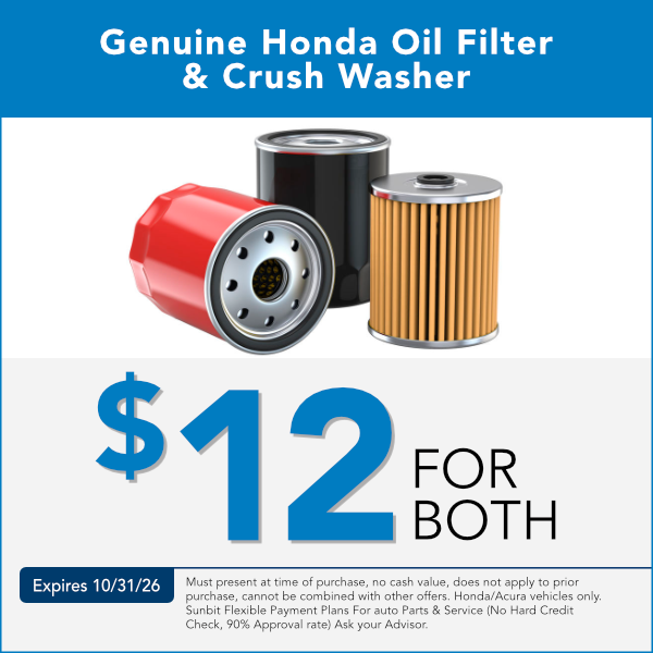 Genuine Honda Oil Filter & Crush Washer Special