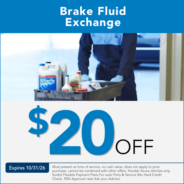 Honda Brake Fluid Exchange Specials in Great Falls, Montana expires 10/31/26