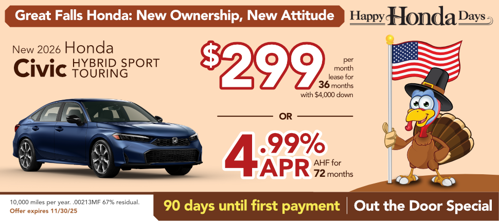 New 2026 Honda Civic Hybrid Sport Touring lease or finance offer