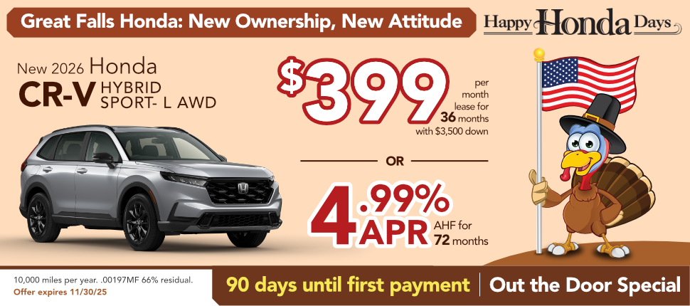 New 2026 Honda CR-V Hybrid Sport- L lease or finance offer