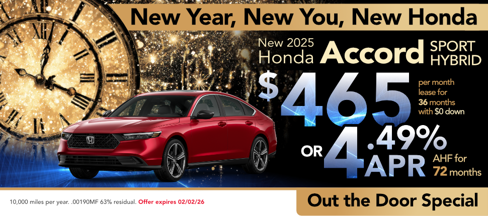 New 2025 Honda Accord Sport Hybrid lease or finance offer