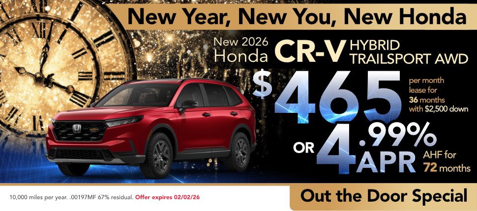 New 2026 Honda CR-V Hybrid TrailSport AWD lease or finance offer