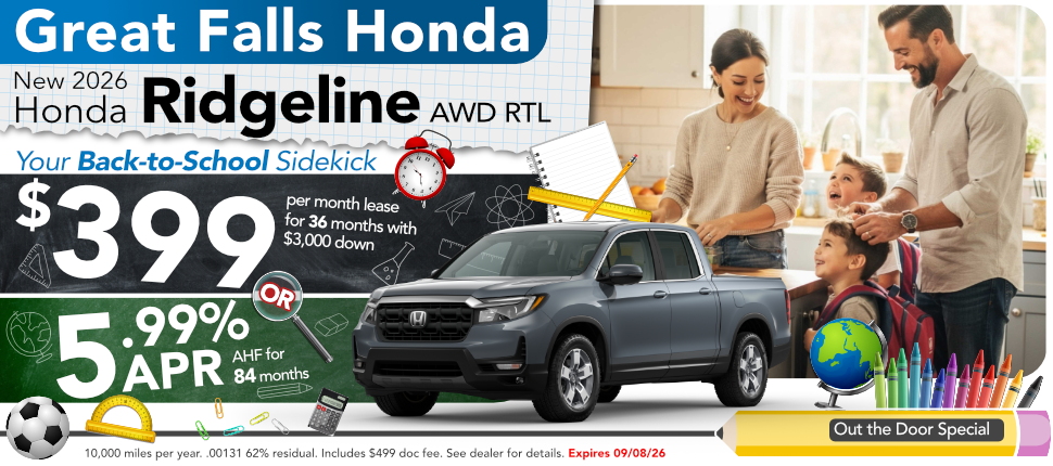 New 2026 Honda Ridgeline AWD RTL lease or finance offer