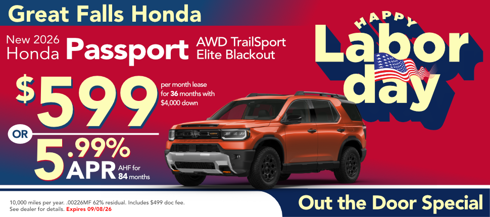 New 2026 Honda Passport AWD TrailSport Elite lease or finance offer