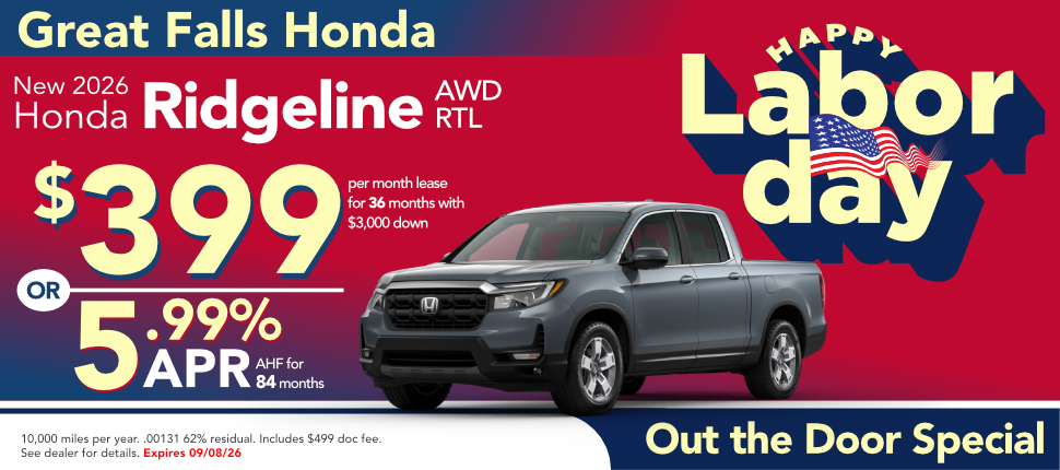 NEW 2026 RIDGELINE AWD RTL lease or finance offer