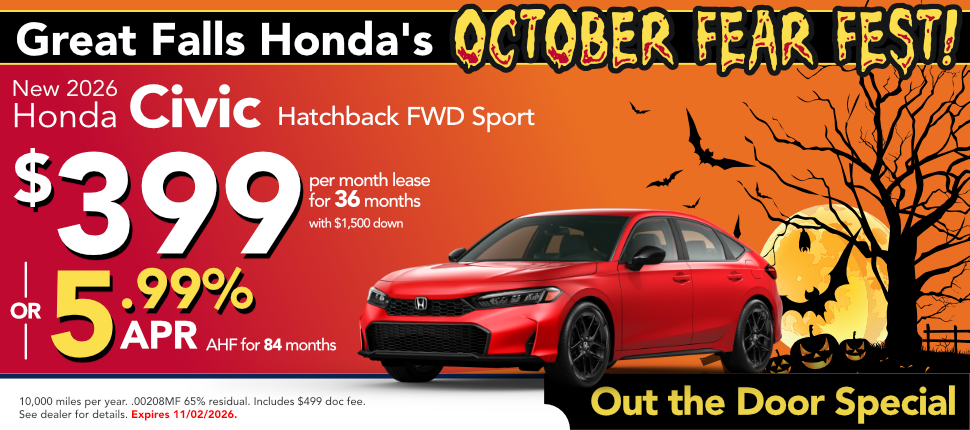 New 2026 Honda Civic Hatchback FWD Sport lease or finance offer
