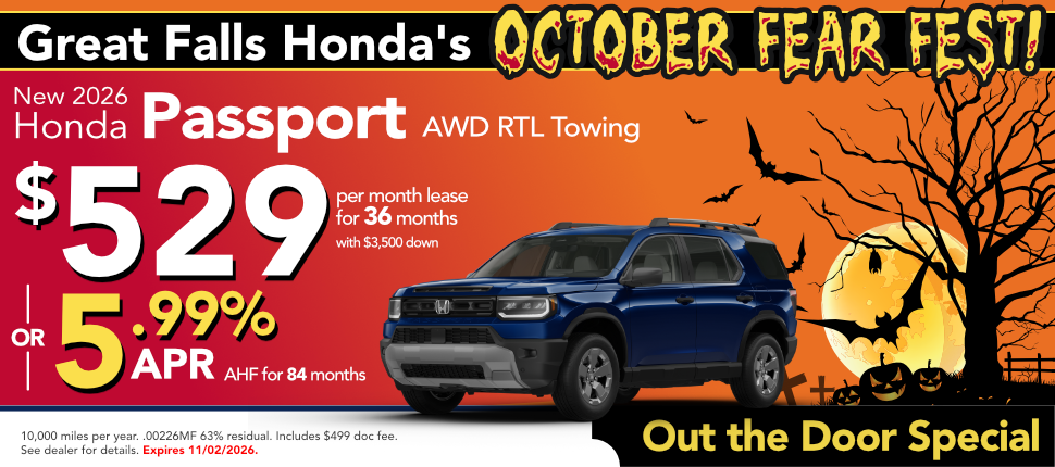 New 2026 Honda Passport AWD RTL Towing lease or finance offer