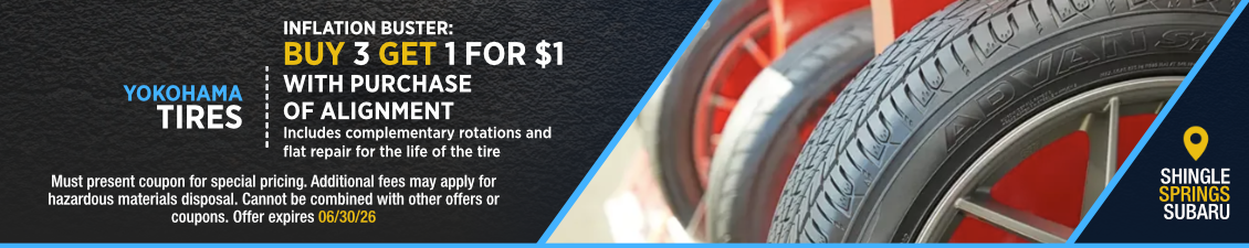 Yokohama Tires Service Special Special Offer - Buy 3 get 1 for $1 with purchase of alignment