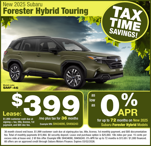 New 2025 Subaru Forester Hybrid Touring special offer clickable image