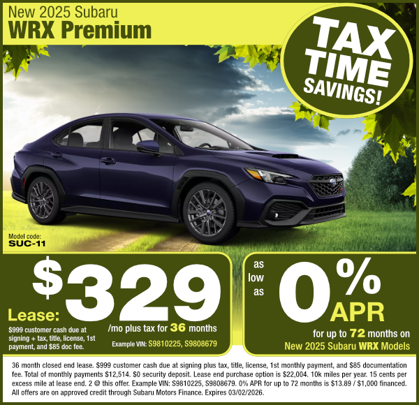 New 2025 Subaru WRX Premium special offer clickable image