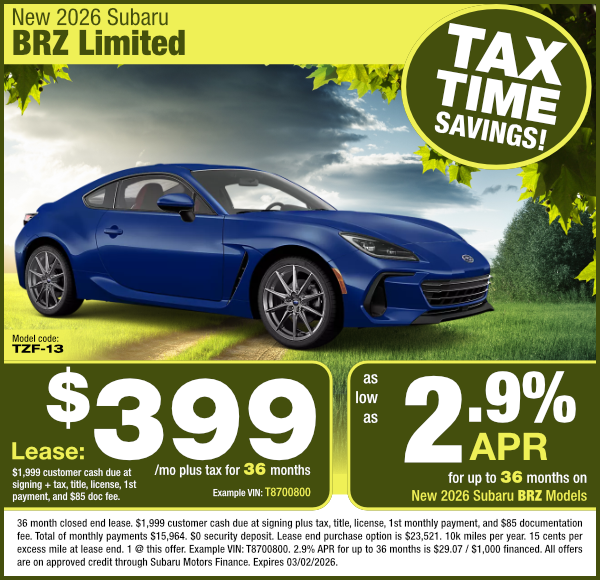 New 2026 Subaru BRZ Limited special offer clickable image