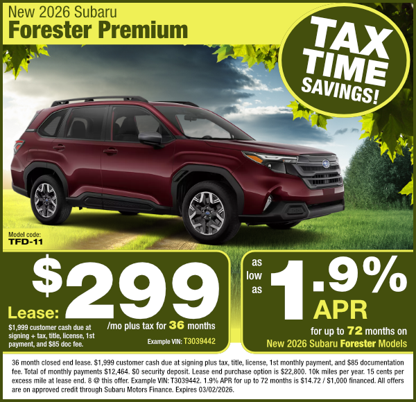 New 2026 Subaru Forester Premium special offer clickable image