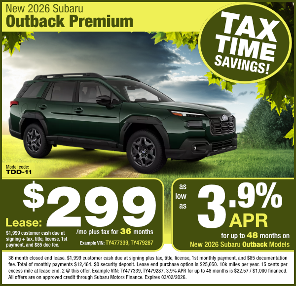 New 2026 Subaru Outback Premium special offer clickable image