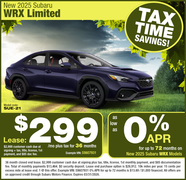 New 2025 Subaru WRX Premium special offer clickable image