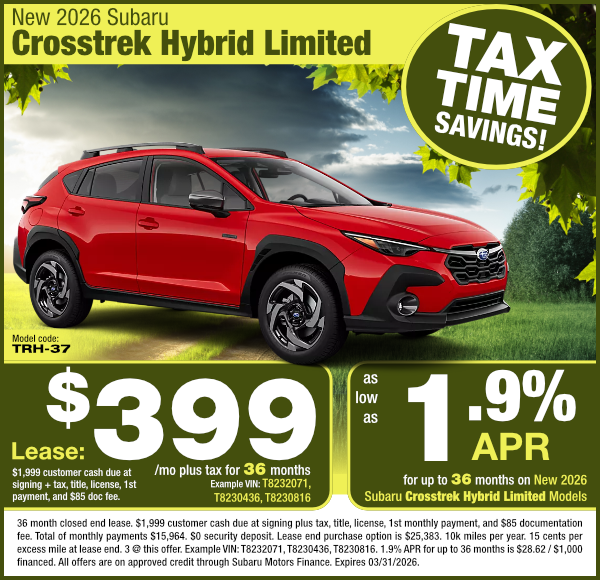 New 2026 Subaru Crosstrek Hybrid Limited special offer clickable image