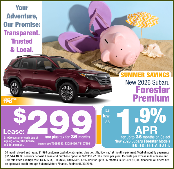 2026 Subaru Forester Premium | Expires 6/30/26