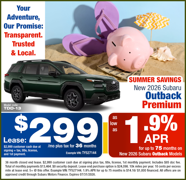 New 2026 Subaru Outback Premium special offer clickable image