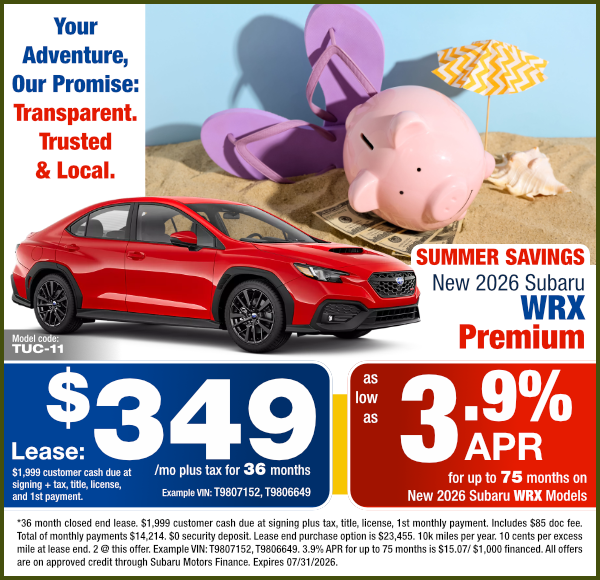 New 2026 Subaru WRX Premium special offer clickable image