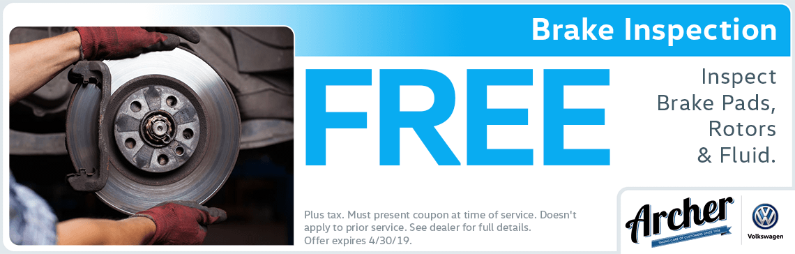 Free Brake Inspection Service Special at Archer Volkswagen in Houston, TX