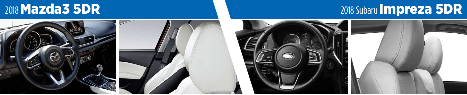 Compare the 2018 Mazda3 5dr vs Subaru Impreza 5dr Models Interior Styling