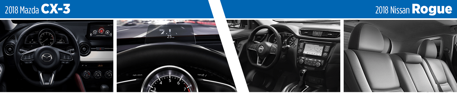 2018 Mazda CX-3 vs 2018 Nissan Rogue Interior Design Comparison