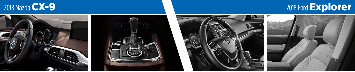 Compare the 2018 Mazda CX-9 vs Ford Explorer Models Interior Styling