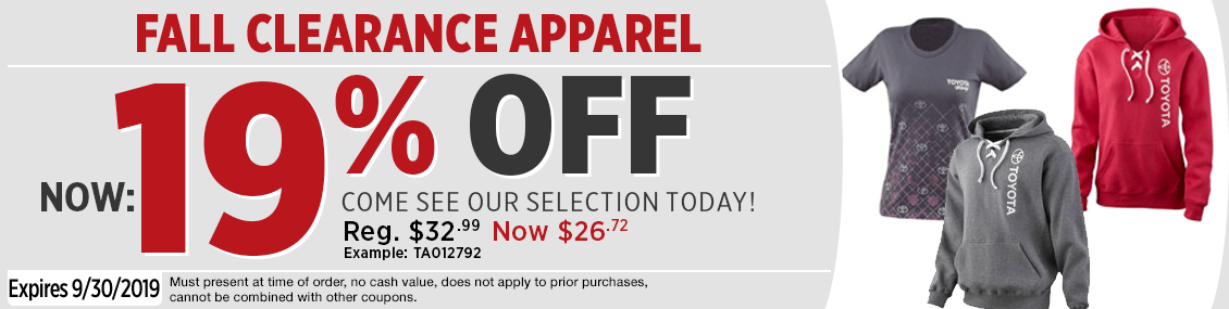 Get Special Savings on Fall Clearance Apparel at Capitol Toyota in Salem, OR