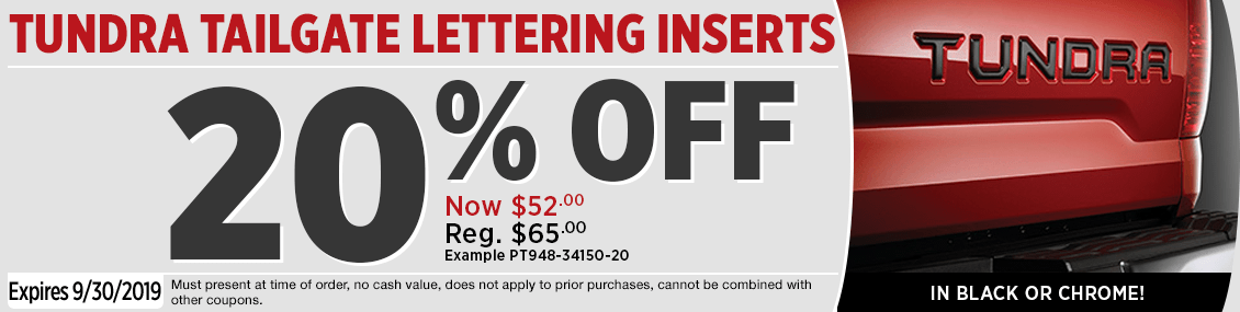 Save on OEM Toyota Tundra Tailgate Lettering Inserts in Salem, OR