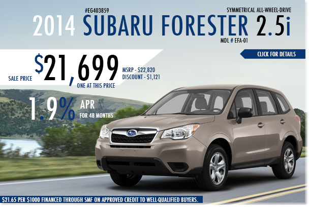 Redwood City Subaru New 2014 Forester 2.5i Sale Special serving San Francisco, California Redwood City Subaru New 2014 Forester 2.5i Sale Special serving San Francisco, California