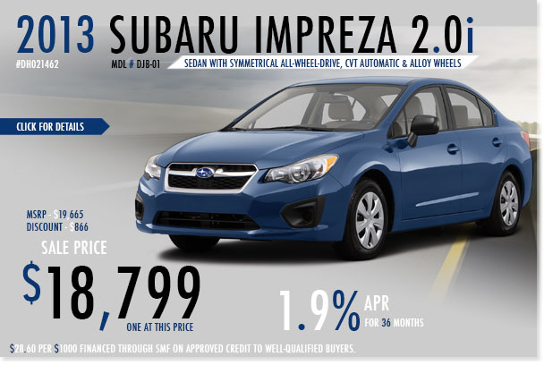 San Francisco New 2013 Subaru Impreza Sedan CVT Sales Special Offer serving Redwood City, California San Francisco New 2013 Subaru Impreza Sedan CVT Sales Special Offer serving Redwood City, California