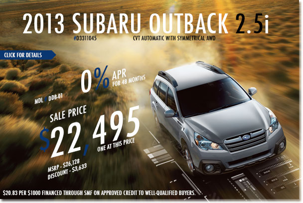 Redwood City Subaru New 2013 Outback 2.5i CVT Sales Special Discount Offer serving San Francisco, California Redwood City Subaru New 2013 Outback 2.5i CVT Sales Special Discount Offer serving San Francisco, California