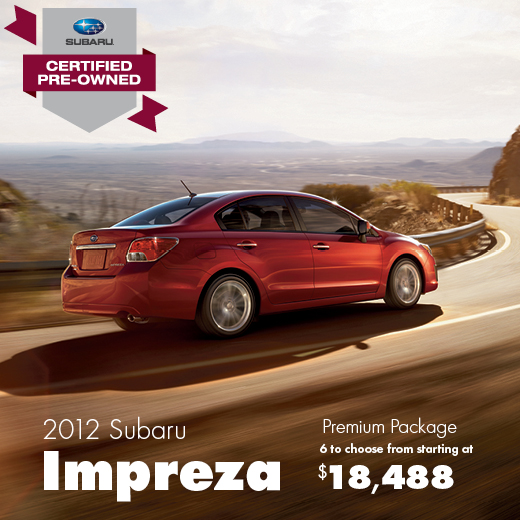 Certified Pre-Owned 2012 Subaru Impreza Premium Sale Special serving Balland, Washington
