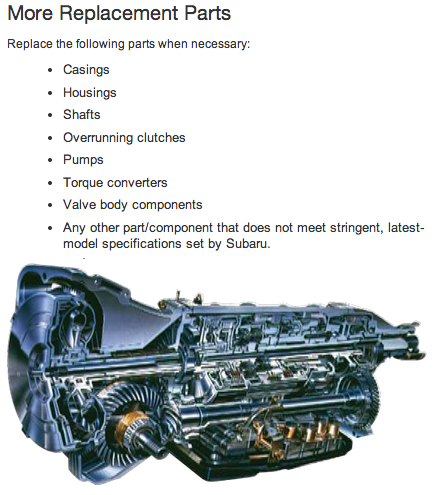 Subaru transmission chart