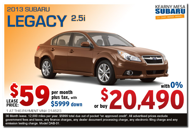 Kearny Mesa New 2013 Subaru Legacy 2.5i Sales & Lease Special Offer serving San Diego, California