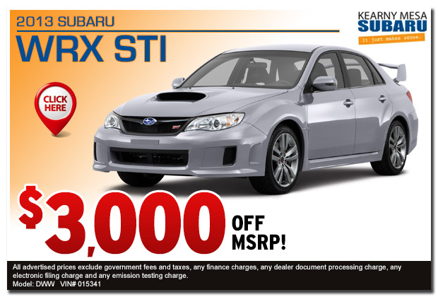 Kearny Mesa New 2013 Subaru Impreza WRX STi Limited Sales Special serving San Diego, California