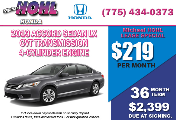 New 2013 Accord Sedan LX w/CVT Transmission Lease Special Offer serving Reno, Nevada