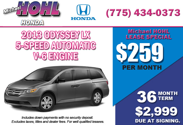 New 2013 Honda Odyssey LX Lease Special Offer serving Reno, Nevada