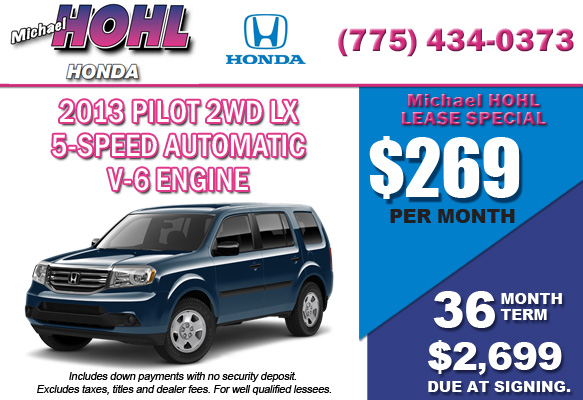 New 2013 Honda Pilot 2WD LX Lease Special Offer serving Reno, Nevada