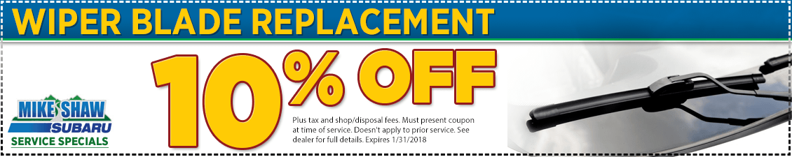 Click to print this wiper blade service special from Mike Shaw Subaru serving Denver, CO