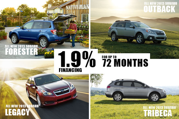 New 2013 Subaru Forester, Outback, Legacy & Tribecas 1.9% Financing for 72 months in Salt Lake City, Utah