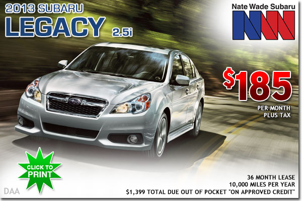 New 2013 Subaru Legacy 2.5i Lease Special Deal serving Salt Lake City, UT
