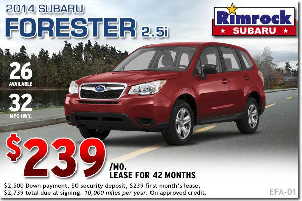 New 2014 Subaru Forester 2.5i Lease Special Offer serving Billings, Montana