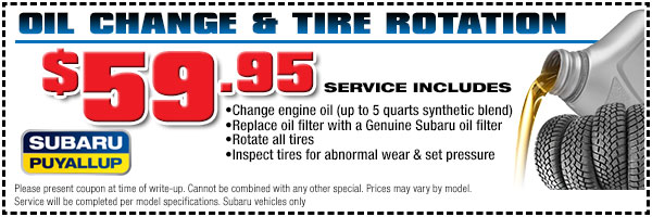 Puyallup Subaru Oil & Filter Change Service Special serving Seattle, WA
