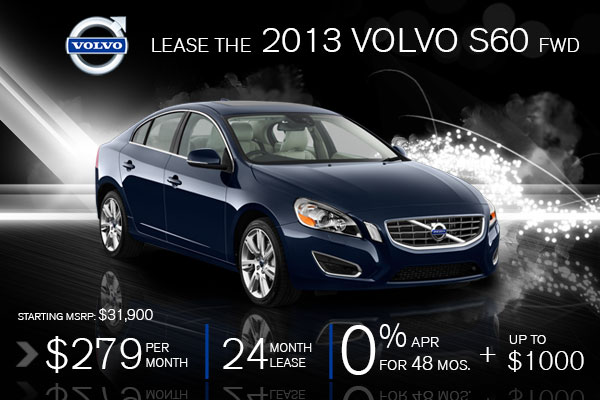 New 2013 Volvo S60 Lease Special Offer serving Tucson, Arizona