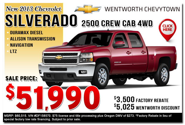 New 2013 Chevy Silverado 2500HD LTZ Commercial Truck Special serving Portland, Oregon
