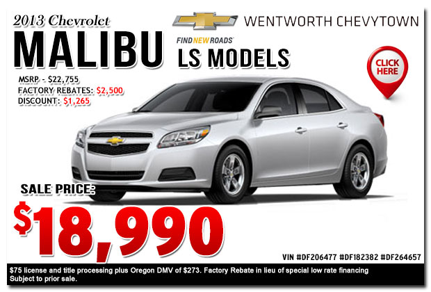 New 2013 Chevy Malibu LS Models Sales Special Offer serving Portland, OR